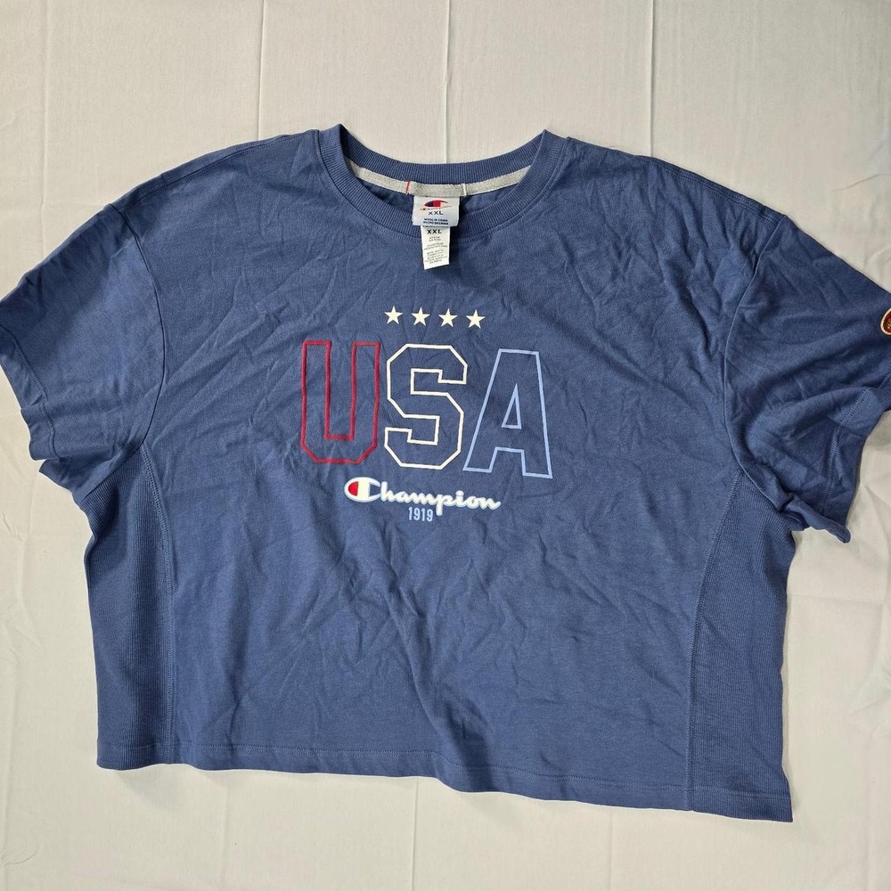 Champion USA blue cropped tee